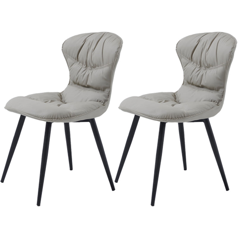 Nordic Style Metal Armless Dining Chairs Leather Upholstered Side Chair for Home Use