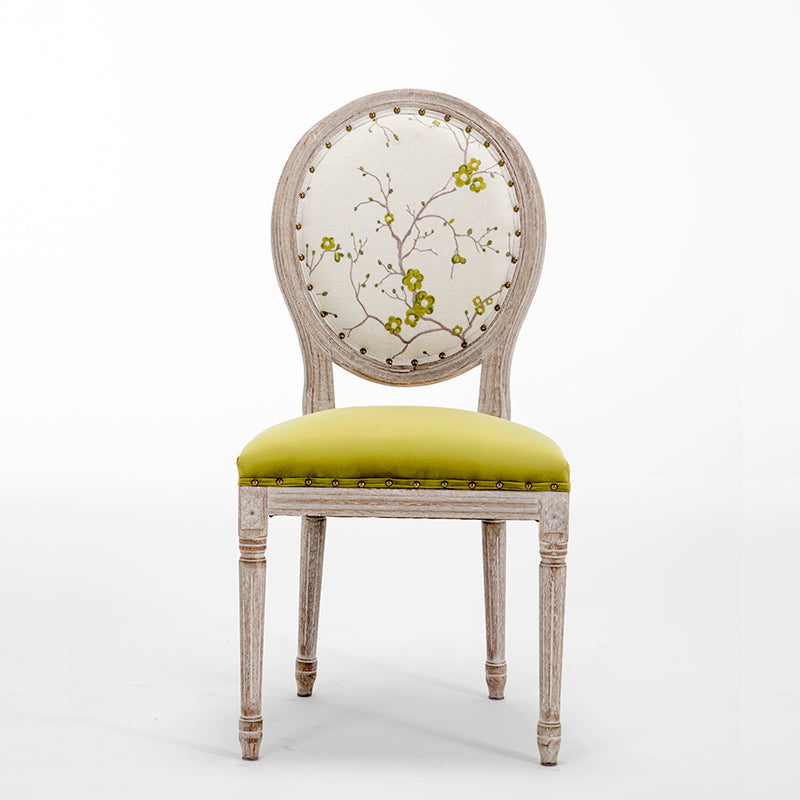Chaise de salle à manger en tissu Farmhouse, chaise d'appoint à dossier King Louis de 38 po de hauteur avec base en bois