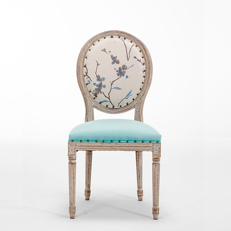 Chaise de salle à manger en tissu Farmhouse, chaise d'appoint à dossier King Louis de 38 po de hauteur avec base en bois