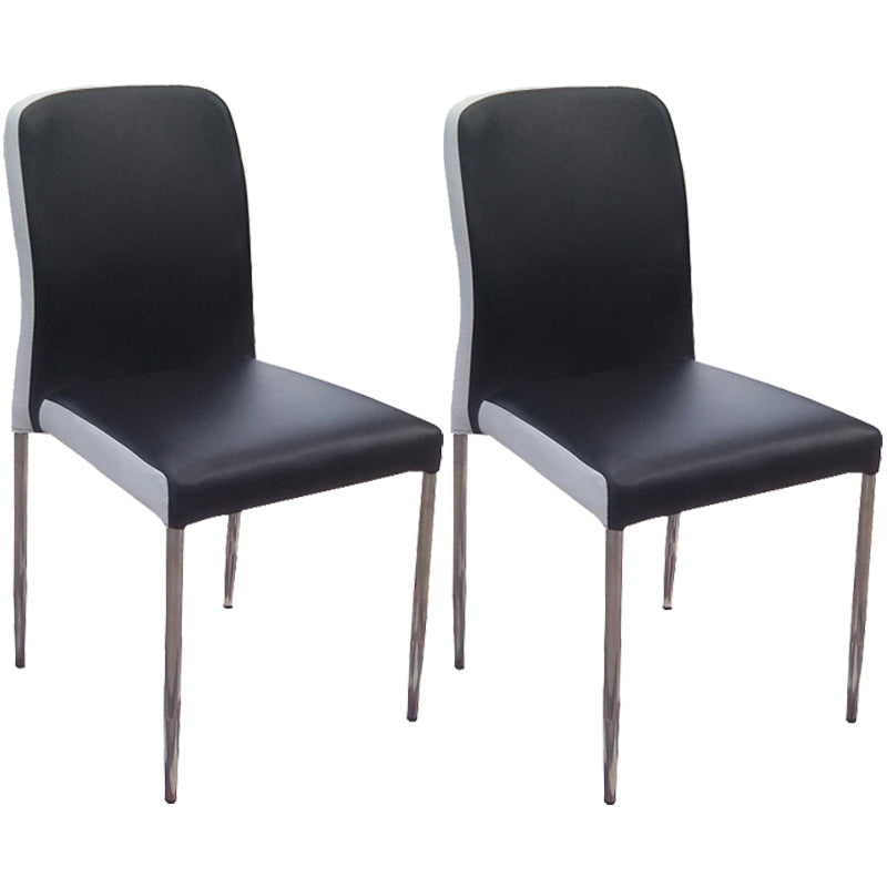 Chaise d'appoint contemporaine en cuir à dossier solide, chaises de salle à manger empilables noires et blanches