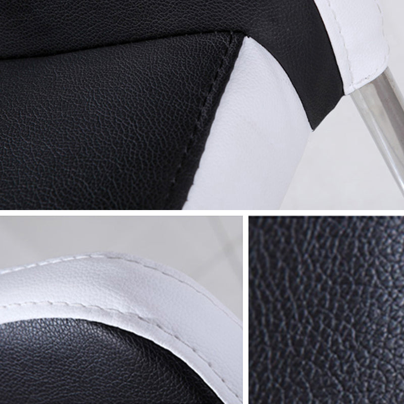 Chaise d'appoint contemporaine en cuir à dossier solide, chaises de salle à manger empilables noires et blanches