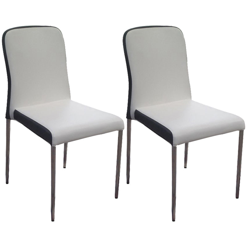 Chaise d'appoint contemporaine en cuir à dossier solide, chaises de salle à manger empilables noires et blanches