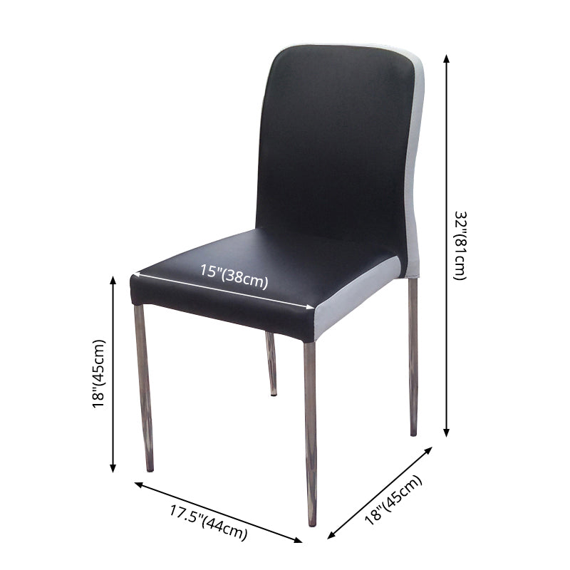 Chaise d'appoint contemporaine en cuir à dossier solide, chaises de salle à manger empilables noires et blanches