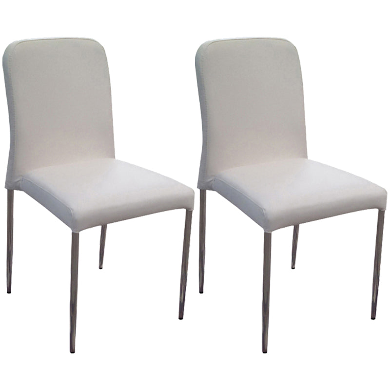 Chaise d'appoint contemporaine en cuir à dossier solide, chaises de salle à manger empilables noires et blanches