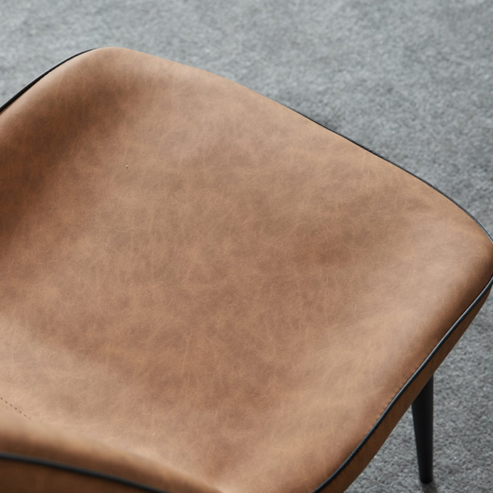 Modern Armless Dining Chairs Leather Wingback Side Chair with Metal Legs