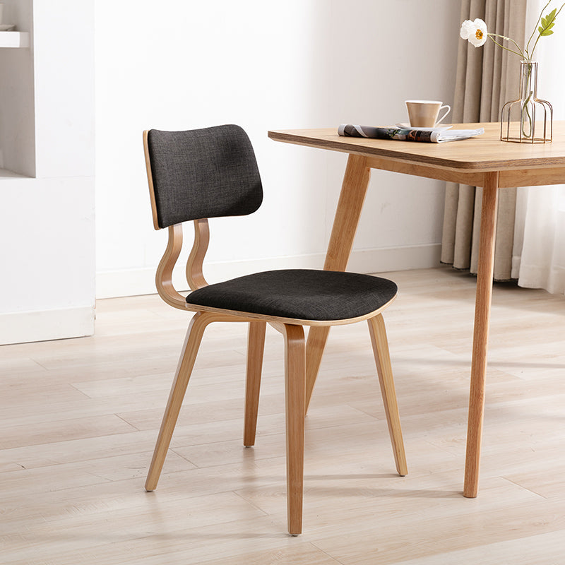 Chaise d'appoint contemporaine à la maison, chaise de salle à manger en bois rembourrée à dossier ouvert