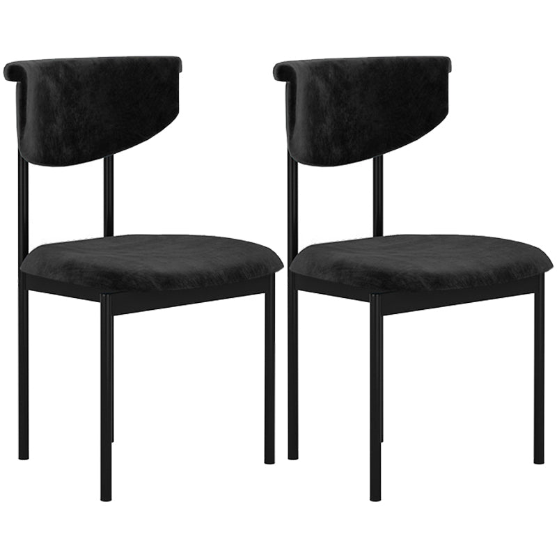 Modern Black Kitchen Dining Side Chair Upholstered Opening Back Dining Side Chair