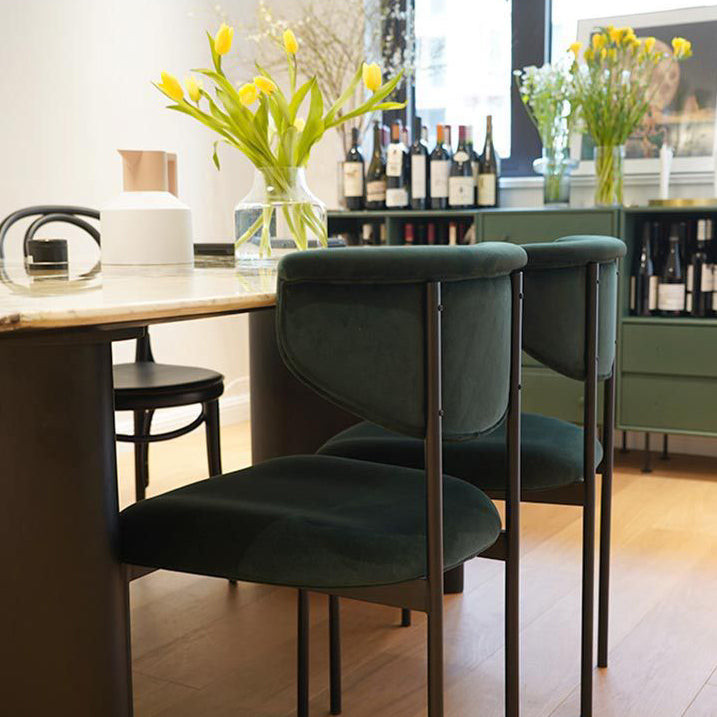 Modern Black Kitchen Dining Side Chair Upholstered Opening Back Dining Side Chair