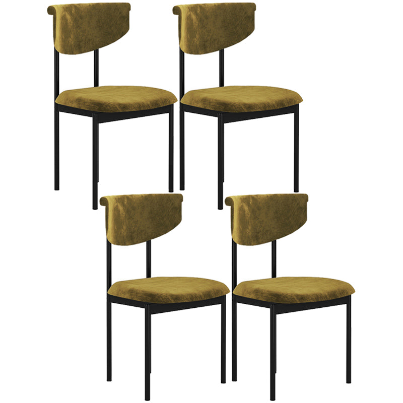 Modern Black Kitchen Dining Side Chair Upholstered Opening Back Dining Side Chair