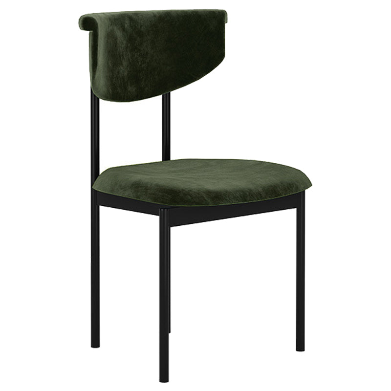 Modern Black Kitchen Dining Side Chair Upholstered Opening Back Dining Side Chair