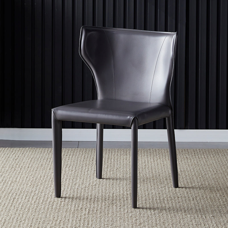 Chaise de salle à manger en cuir de cuisine, chaise d'appoint à oreilles de 32 pouces de hauteur avec 4 pieds en métal