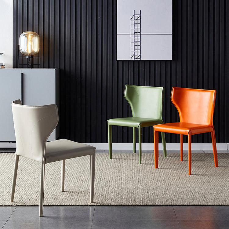 Chaise de salle à manger en cuir de cuisine, chaise d'appoint à oreilles de 32 pouces de hauteur avec 4 pieds en métal