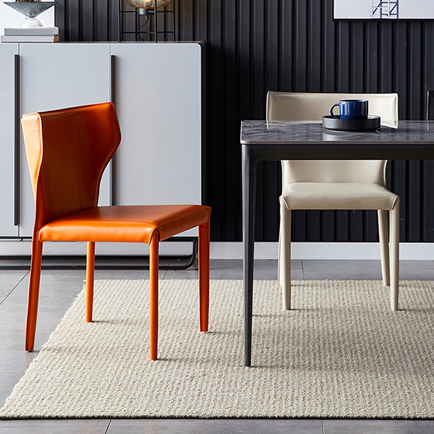 Chaise de salle à manger en cuir de cuisine, chaise d'appoint à oreilles de 32 pouces de hauteur avec 4 pieds en métal