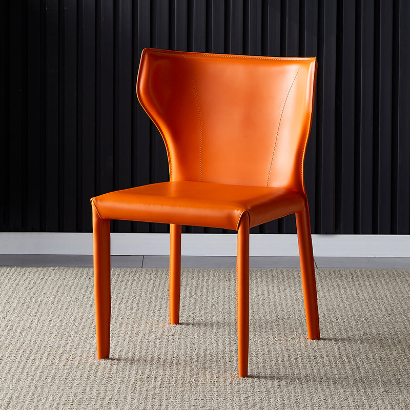 Chaise de salle à manger en cuir de cuisine, chaise d'appoint à oreilles de 32 pouces de hauteur avec 4 pieds en métal