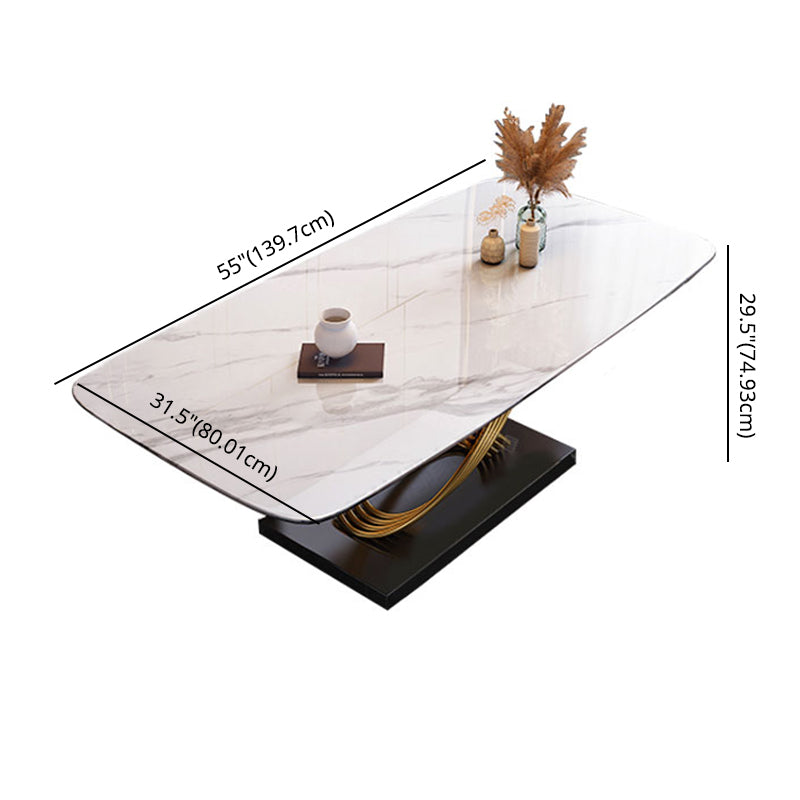 Esszimmer Set moderner Metallrahmen weiße Schiefer rechteckige Esstisch Set für Zuhause