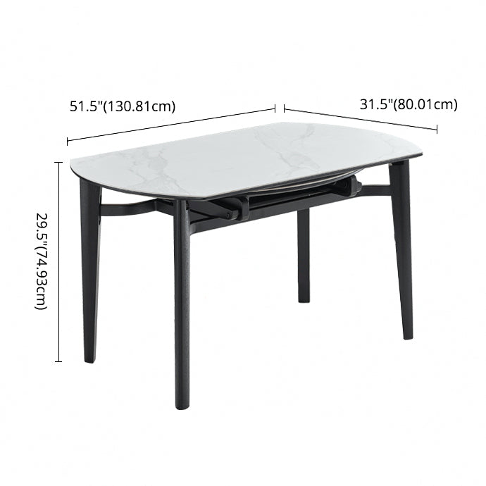 Contemporary Collapsible Sintered Stone Dining Room Table with 4 Solid Wood Legs Kitchen Dining Set