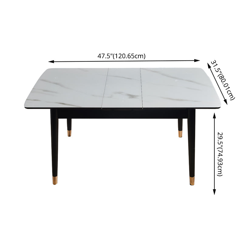 Dining Room Set Contemporary Rectangular Extendable Sintered Stone Dining Table with Wood Base
