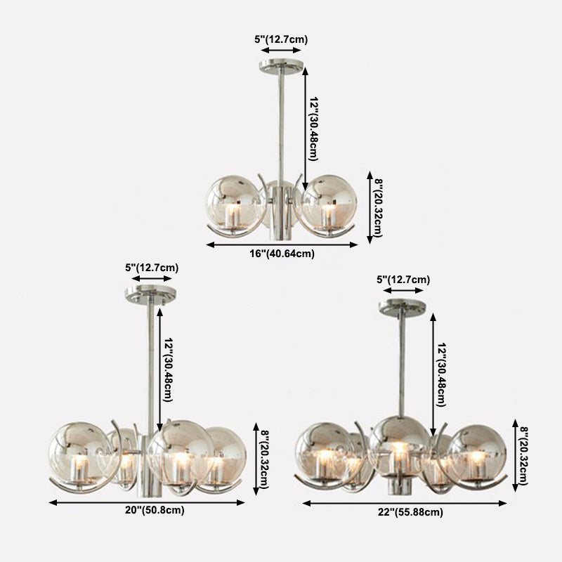 Modern Luxury Globe Pendant Light Wrought Iron Indoor Chandelier with Glass Shade