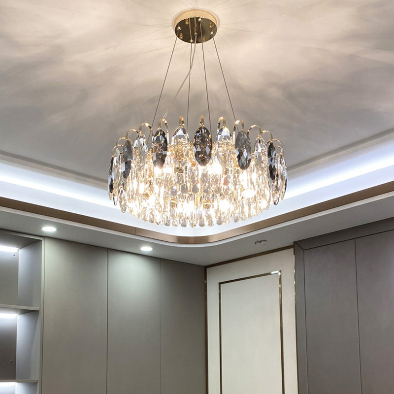 Luces de araña circular moderna accesorios de iluminación de araña de cristal para sala de estar