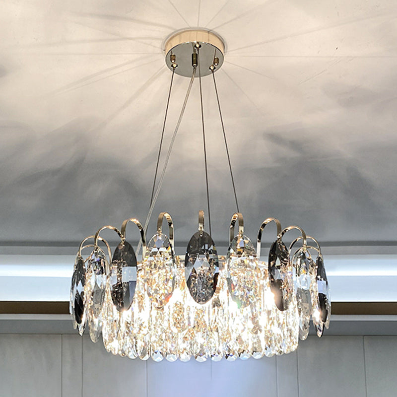 Luces de araña circular moderna accesorios de iluminación de araña de cristal para sala de estar