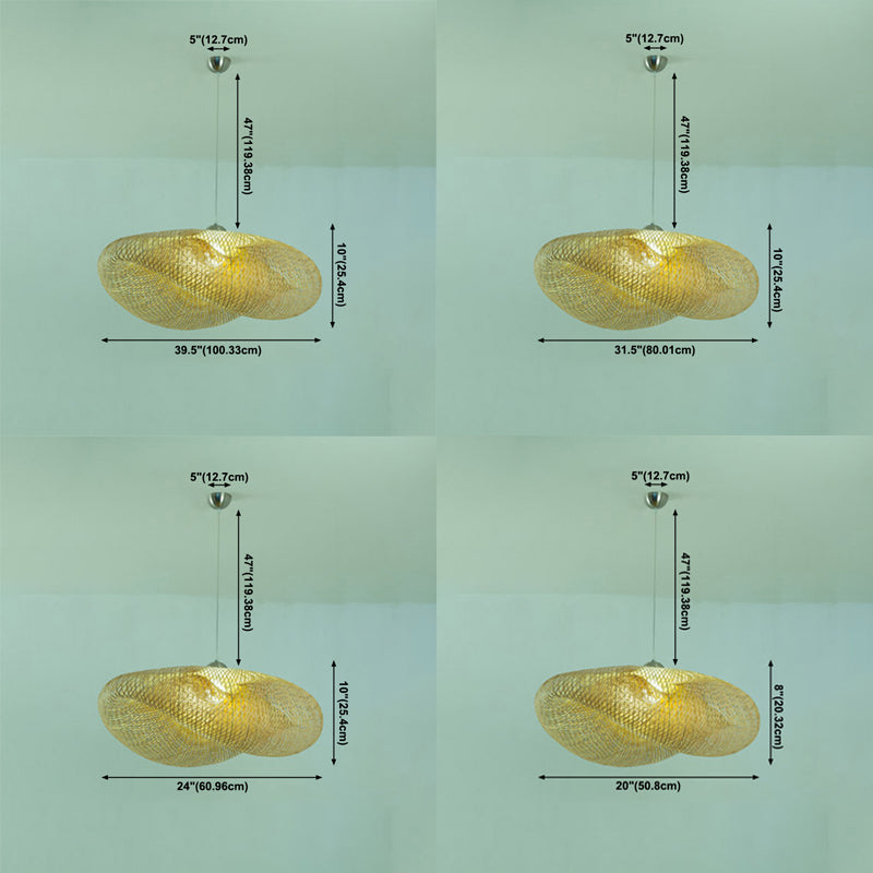Log Color Geometrische Pendelleuchte im asiatischen Stil Bambuswebelampe für kommerzielle Stelle