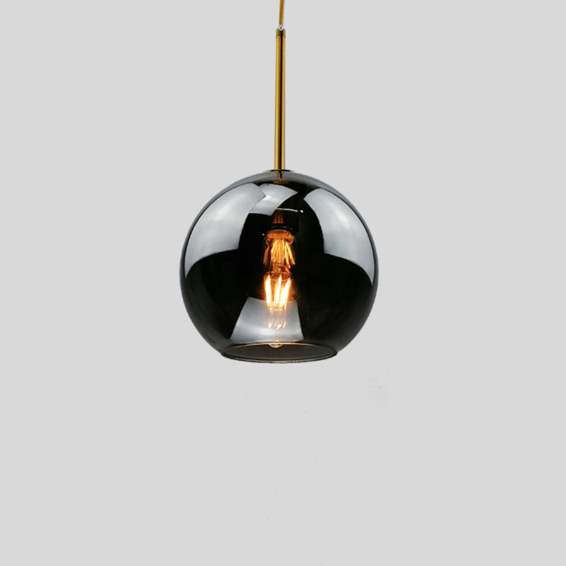 Modern Concise Globe Pendant Light Electroplate Copper Hanging Lamp with Glass Shade