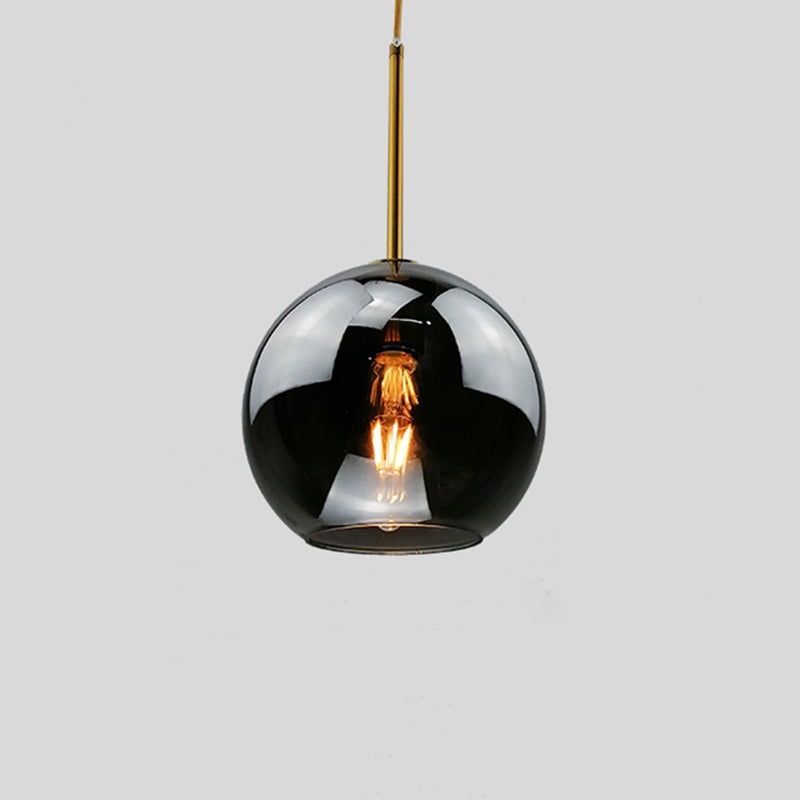 Modern Concise Globe Pendant Light Electroplate Copper Hanging Lamp with Glass Shade