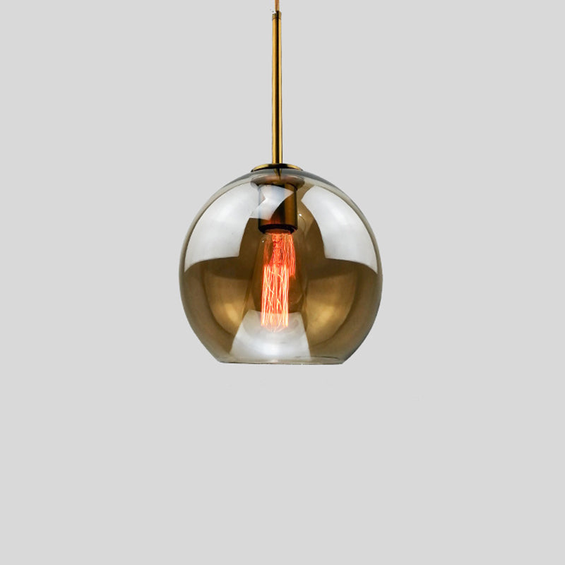 Modern Concise Globe Pendant Light Electroplate Copper Hanging Lamp with Glass Shade