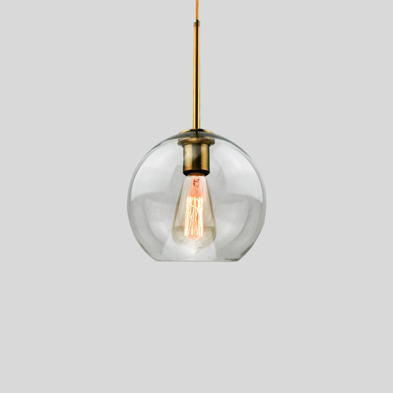 Modern Concise Globe Pendant Light Electroplate Copper Hanging Lamp with Glass Shade