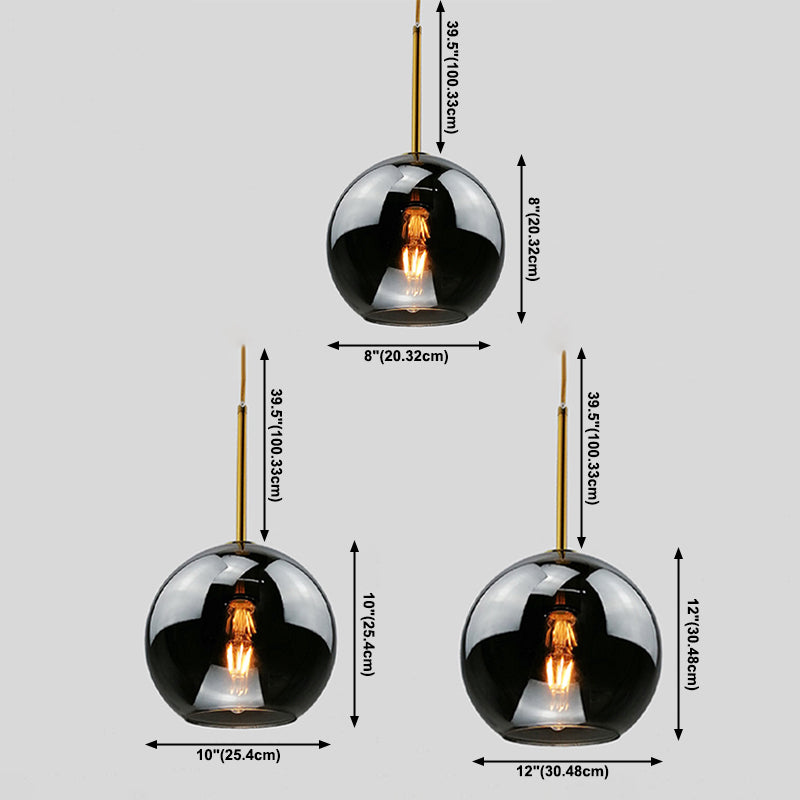 Modern Concise Globe Pendant Light Electroplate Copper Hanging Lamp with Glass Shade