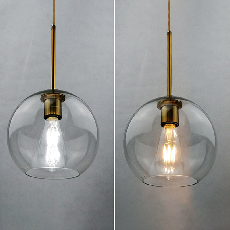 Modern Concise Globe Pendant Light Electroplate Copper Hanging Lamp with Glass Shade