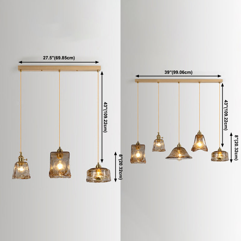 Moderne hanglampverlichting Geometrische hanglamp 3 Lichtglashanglicht in goud