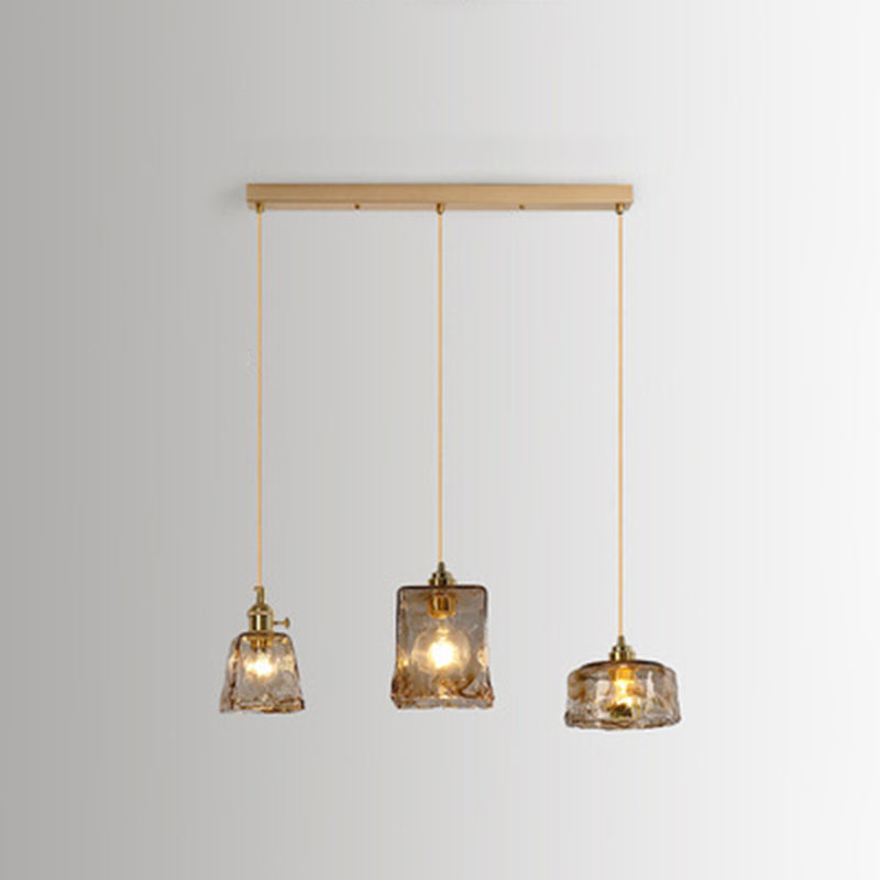Moderne hanglampverlichting Geometrische hanglamp 3 Lichtglashanglicht in goud