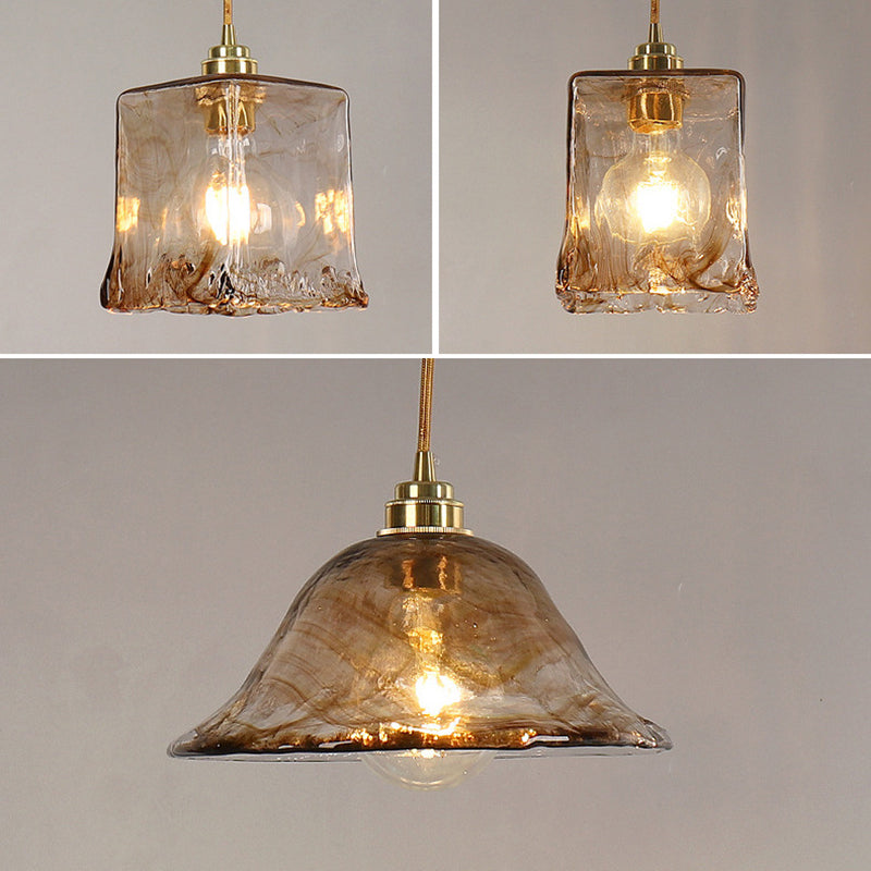Moderne hanglampverlichting Geometrische hanglamp 3 Lichtglashanglicht in goud