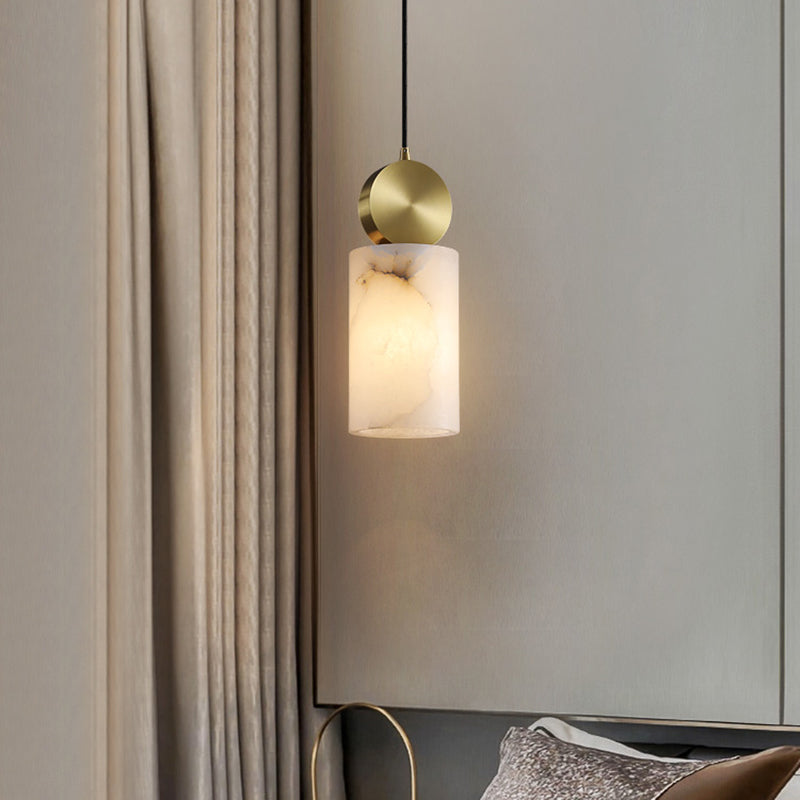 Nordic Brick Shade Pendant Light, Minimalist Marble Hanging Light in White