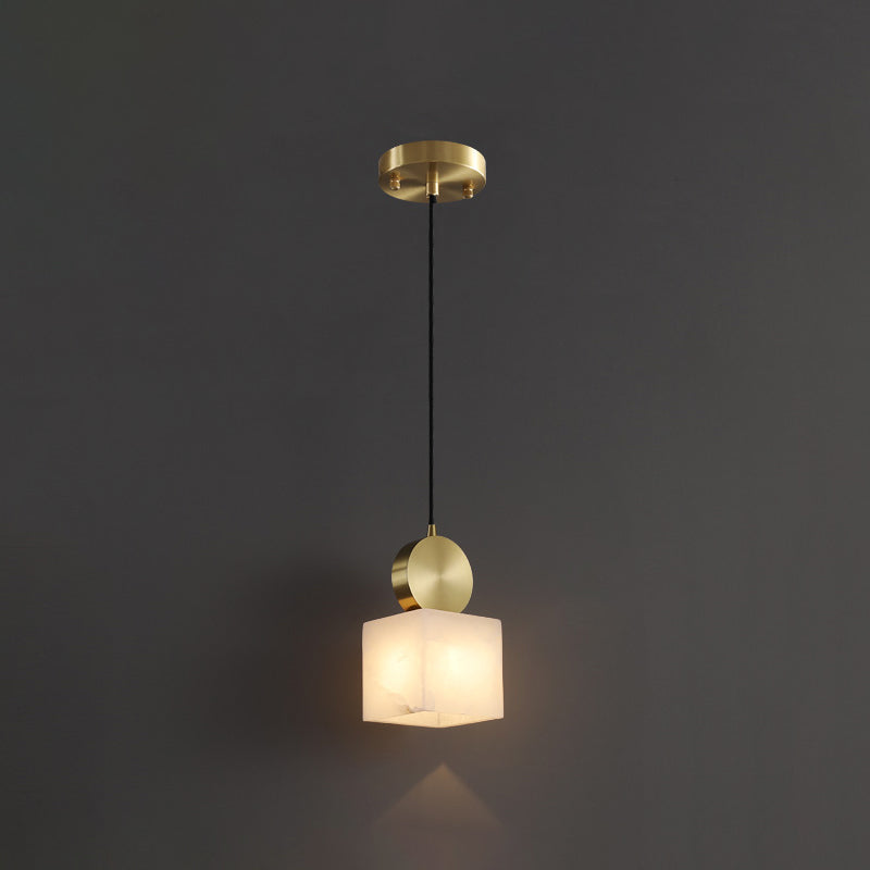 Nordic Brick Shade Pendant Light, Minimalist Marble Hanging Light in White