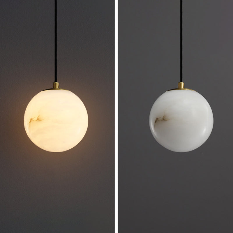Nordic Brick Shade Pendant Light, Minimalist Marble Hanging Light in White