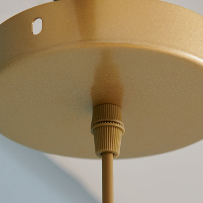 1-Light Feather Drum Shade Hanging Lamp, Contemporary Ribbed Glass Hanging Light