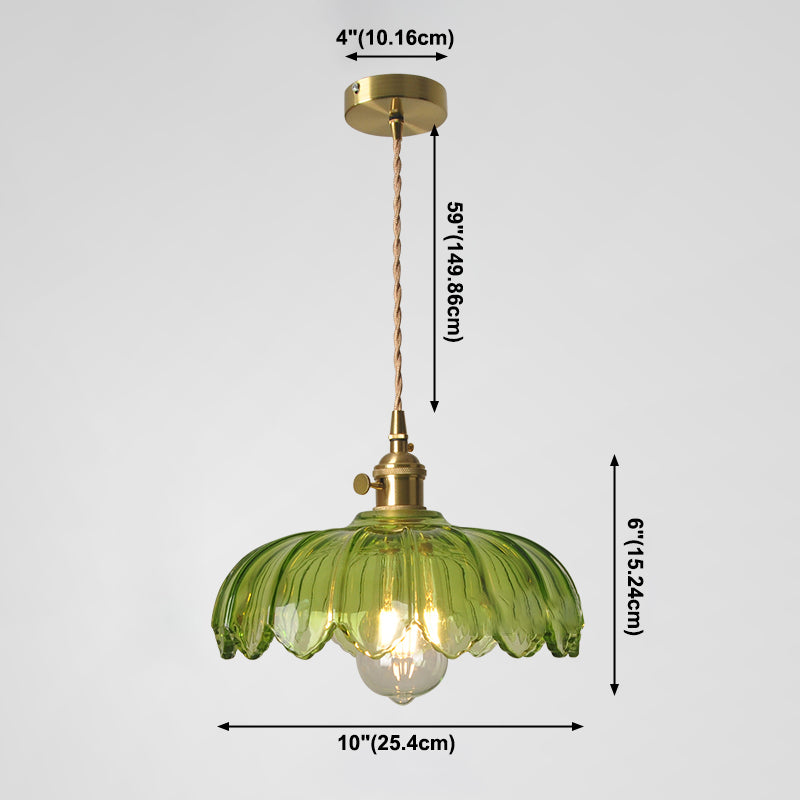 Lampada appesa a 1 luce delle viti, vetro a costola contemporanea lampada appesa