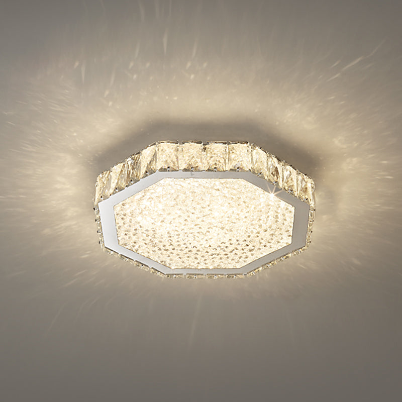 LED Flush Light Contemporary Transparent Crystal Bedroom Flush Ceiling Lamp