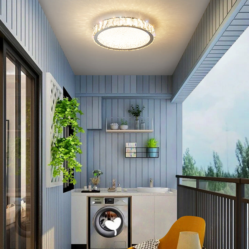 LED Flush Light Contemporary Transparent Crystal Bedroom Flush Ceiling Lamp
