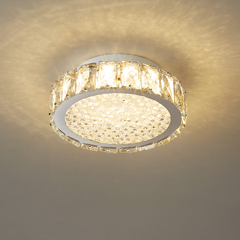 LED Flush Light Contemporary Transparent Crystal Bedroom Flush Ceiling Lamp