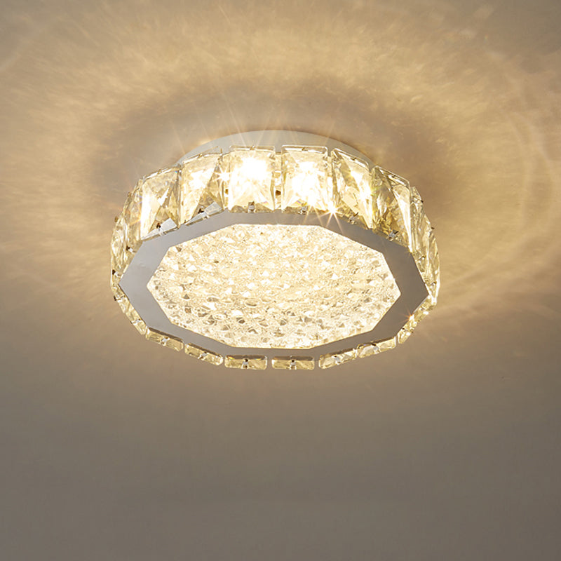 LED Flush Light Contemporary Transparent Crystal Bedroom Flush Ceiling Lamp