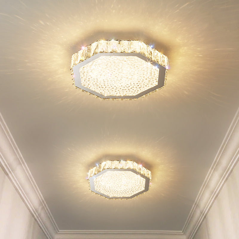 LED Flush Light Contemporary Transparent Crystal Bedroom Flush Ceiling Lamp