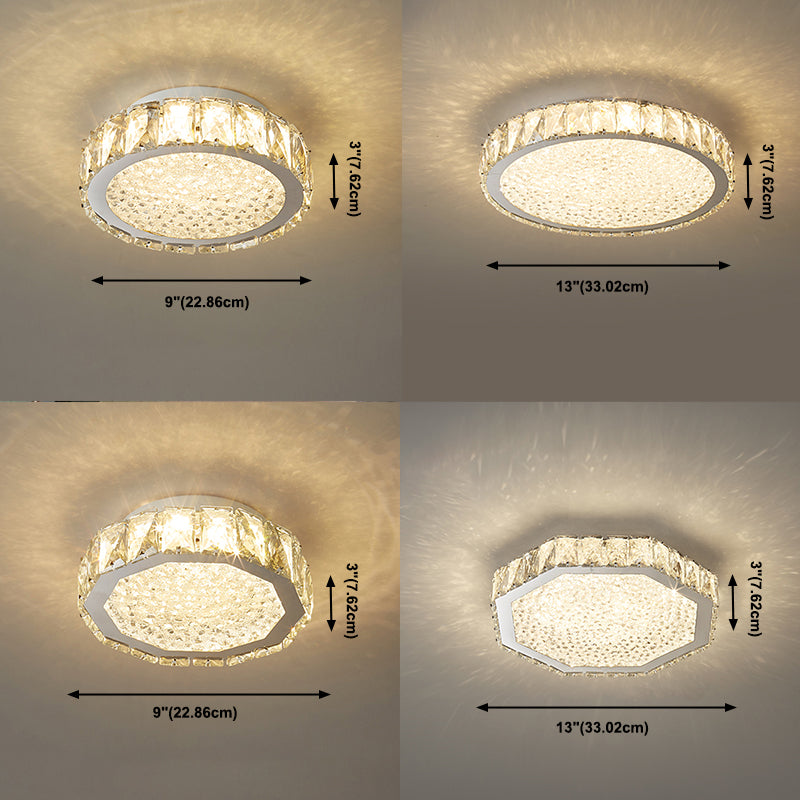 LED Flush Light Contemporary Transparent Crystal Bedroom Flush Ceiling Lamp