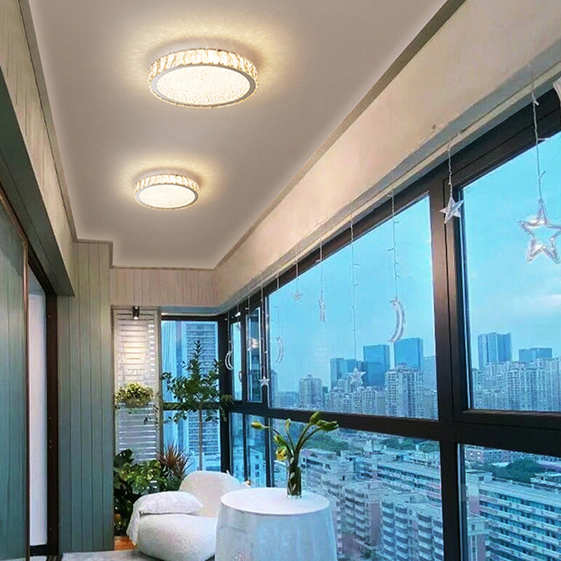 LED Flush Light Contemporary Transparent Crystal Bedroom Flush Ceiling Lamp