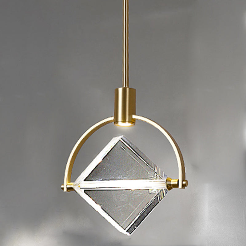 Geometrische hangende verlichtingsarmaturen Moderne gouden suspensie hanglampen met heldere kristalschaduw