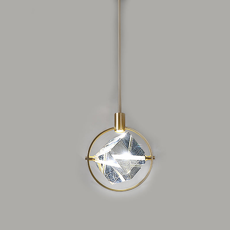 Geometrische hangende verlichtingsarmaturen Moderne gouden suspensie hanglampen met heldere kristalschaduw