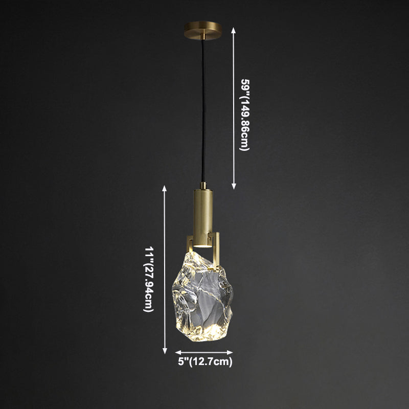 Zeitgenössischer Stil steinförmiger LED -Anhänger Kristall 1 hängende Lampe für Schlafzimmer