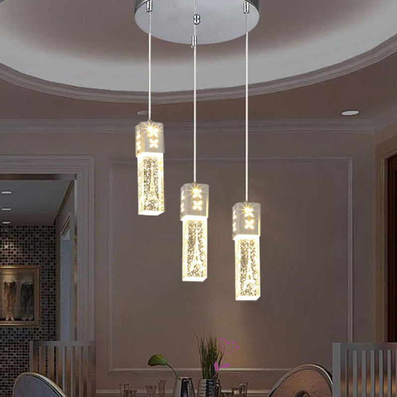 Lineaire hangende verlichtingsarmaturen Moderne 3-lichts heldere suspensielamp met kristalschaduw